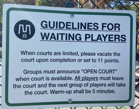 Pickleball court sign 1